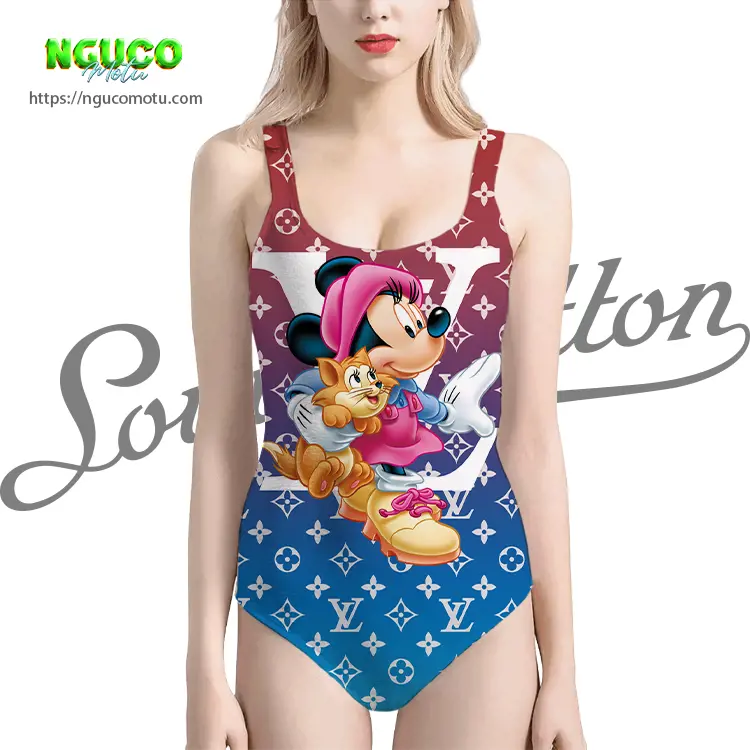 Lv feat minnie mouse cute disney swimsuit louis vuitton gift uninque for women